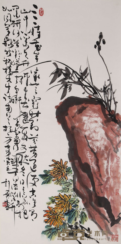 许麟庐 三清图 138×68 cm 约8.45平尺