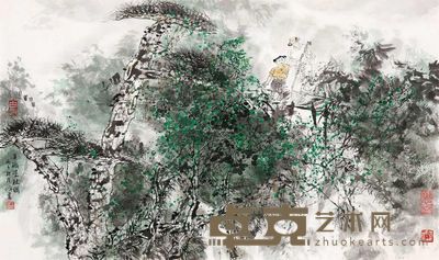 王明明 溪桥策杖图 49×83cm