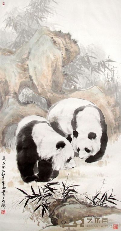 王生勇 熊猫 137×68cm