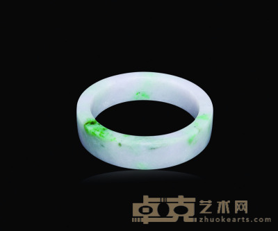 冰种翡翠飘阳绿宽条手镯 直径6.0