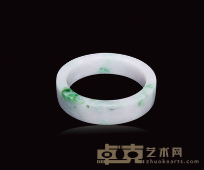 冰种翡翠飘阳绿宽条手镯 直径6.0