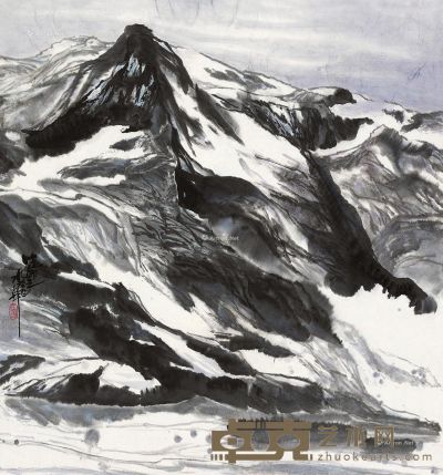 王玲 雪山图 96×89cm