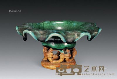 清 石湾叶形果盘 直径16cm