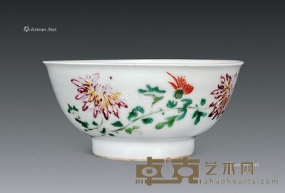 清乾隆 粉彩花卉碗 直径15cm