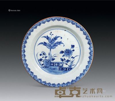 清乾隆 青花花卉盘 直径22.5cm