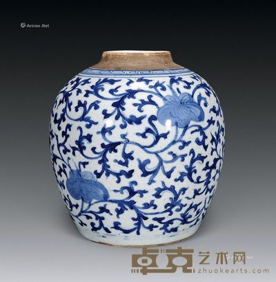 清 青花缠枝莲罐 高19cm