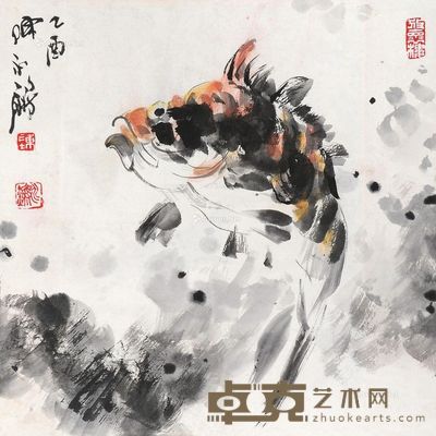 江中独钓图 镜片 设色纸本 68×68cm