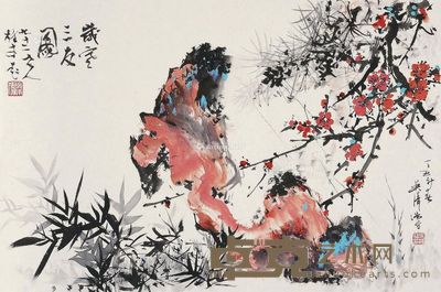 辛未(1991年)作 唐人诗意图 镜片 设色纸本 63×50cm
