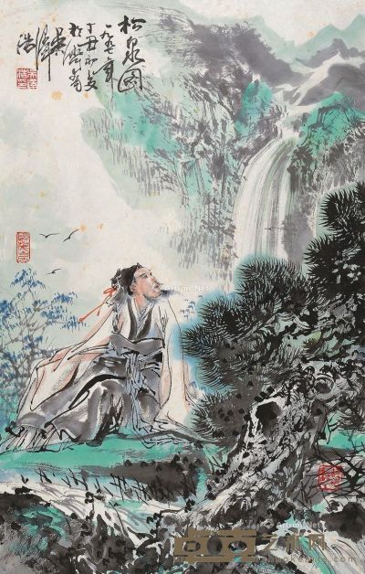 壬申（1992年）作 花卉 镜片 设色纸本 42×51cm
