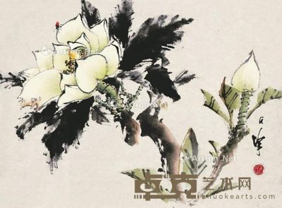 辛未(1991年)作 暗香 镜片 水墨纸本 65×47cm