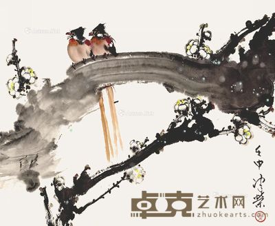 辛未(1991年)作 风晴日暖醉千家 镜片 设色纸本 136×34cm