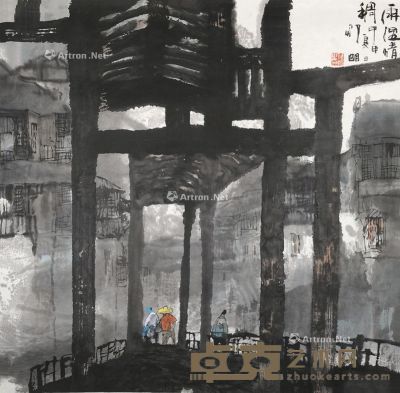 甲申（2004年）作 竹窗 镜片 设色纸本 66×69cm
