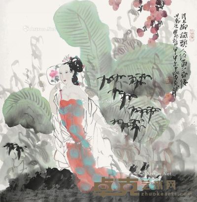 壬午（2002年）作 幽居图 镜片 设色纸本 69×69cm