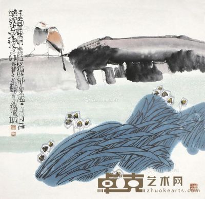 癸未（2003年）作 晨晖 镜片 设色纸本 69×69cm