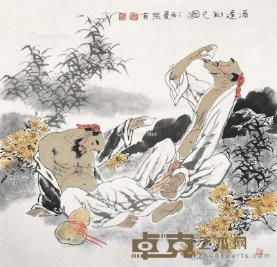 乙酉（2005年）作 李珣诗意图 镜片 设色纸本 70×68cm