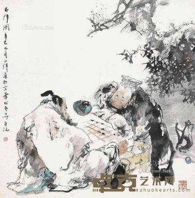 癸未（2003年）作 幽谷鸣泉 镜片 设色纸本 68×68cm