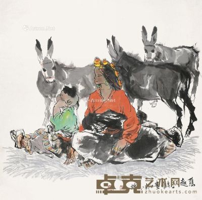 癸未（2003年）作 山色 镜片 设色纸本 68×68cm