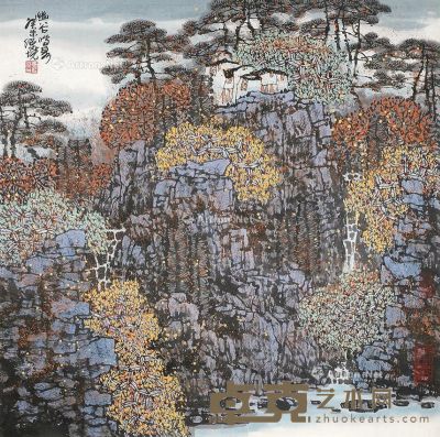 癸未（2003年）作 幽谷鸣泉 68x68cm