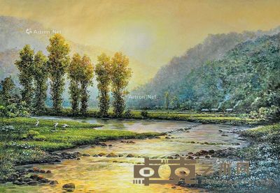 1996年作 群雄之争 立轴 设色纸本 87×46cm