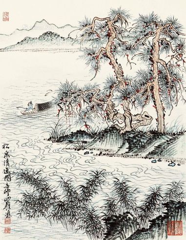 沈明权 松泉清逸图