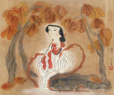 秋声 镜框 设色纸本 53.5×63cm