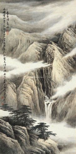 山高水长 镜片 设色纸本