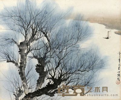 何怀硕 溪山远眺图 37×44cm