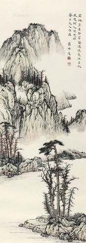 吕佛庭 霜林茅屋