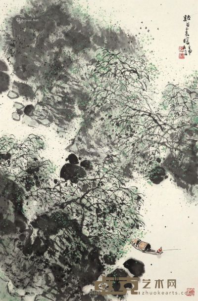 李文信 溪谷春暖 70×45cm