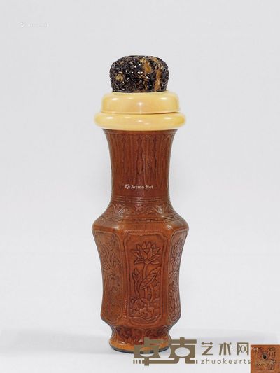 象牙口沿附盖葫芦瓶 长17.5cm