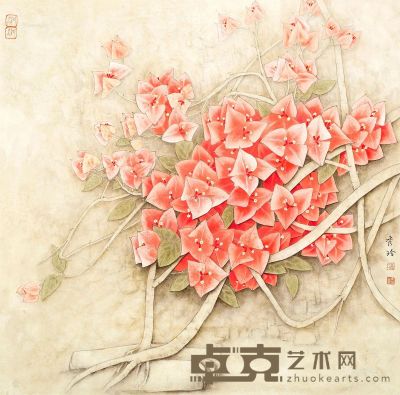 李秀玲 2014年作 杜鹃花 65×65cm