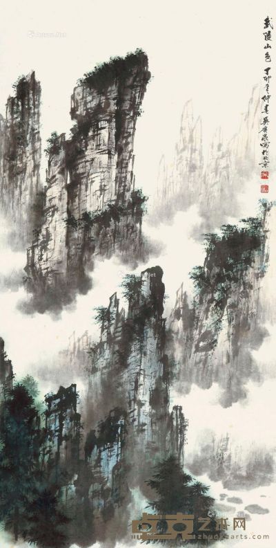 吴广泉 1987年作 武陵山色 128×66cm
