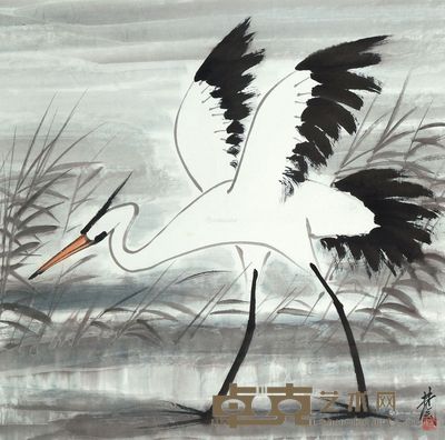 林凤眠 仙鹤 68×68cm