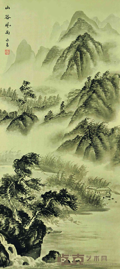 汤万清 山水 76×35cm 约2.39平尺