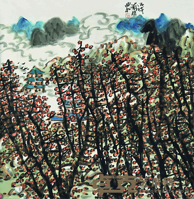 陈迪和 秋山图 68×68cm 约4.16平尺
