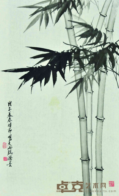 钟鸣天 墨竹 74×46cm 约3.1平尺