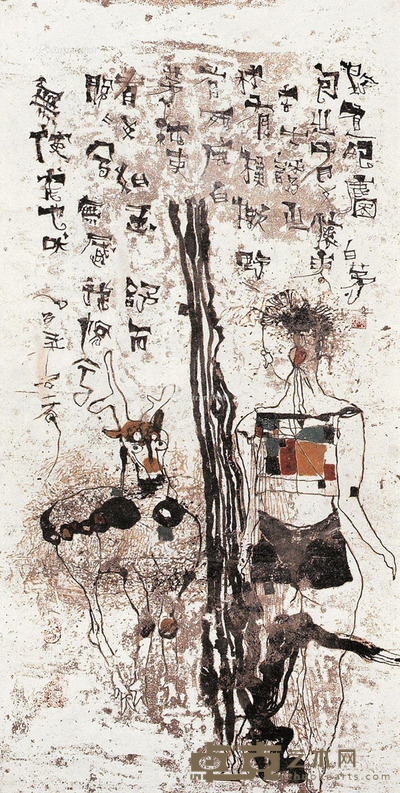 石虎 少女与鹿 139×70cm