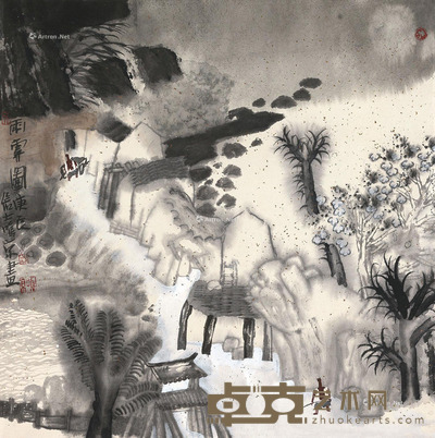 姚鸣京     2000年作 雨霁图 66×66cm