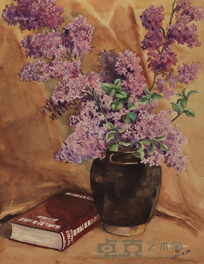 唐蕴玉     1956年作 紫丁香 38×29cm