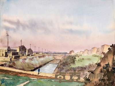 唐蕴玉     1957年作 西安南城墙 29×38cm