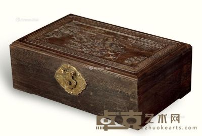木雕婴戏文具盒 长24cm