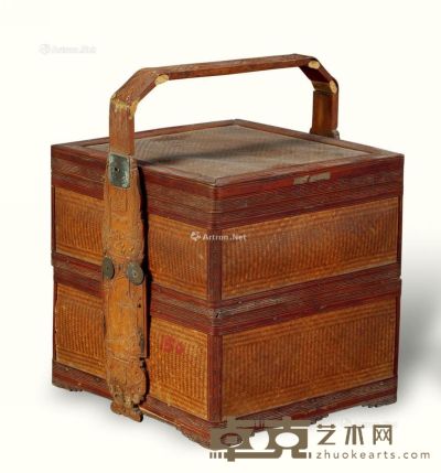 清 竹提盒 高34cm