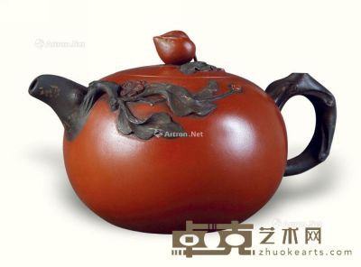 清 紫砂桃形茶壶 长13.5cm