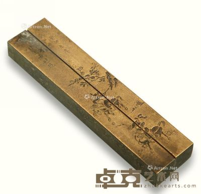 清 铜攒花纸镇 （两件） 长12cm