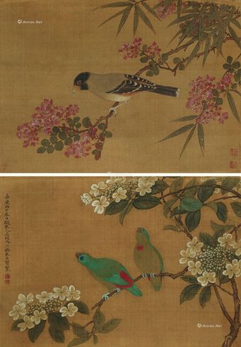 朱若贤 1816年作 花鸟（双挖）