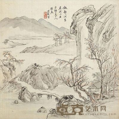 顾渭卿 山居图 28×28cm