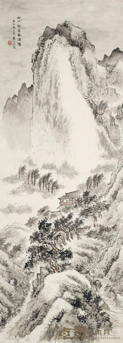 黄立孙 1913年作 山雨欲来风满楼 134×49cm