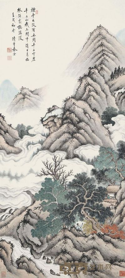 秦淦 1922年作 幽林深处 149×68cm