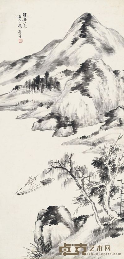 松年 山水 134×66cm