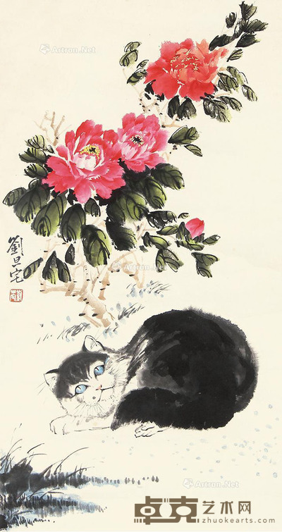 刘旦宅 猫 73×39cm